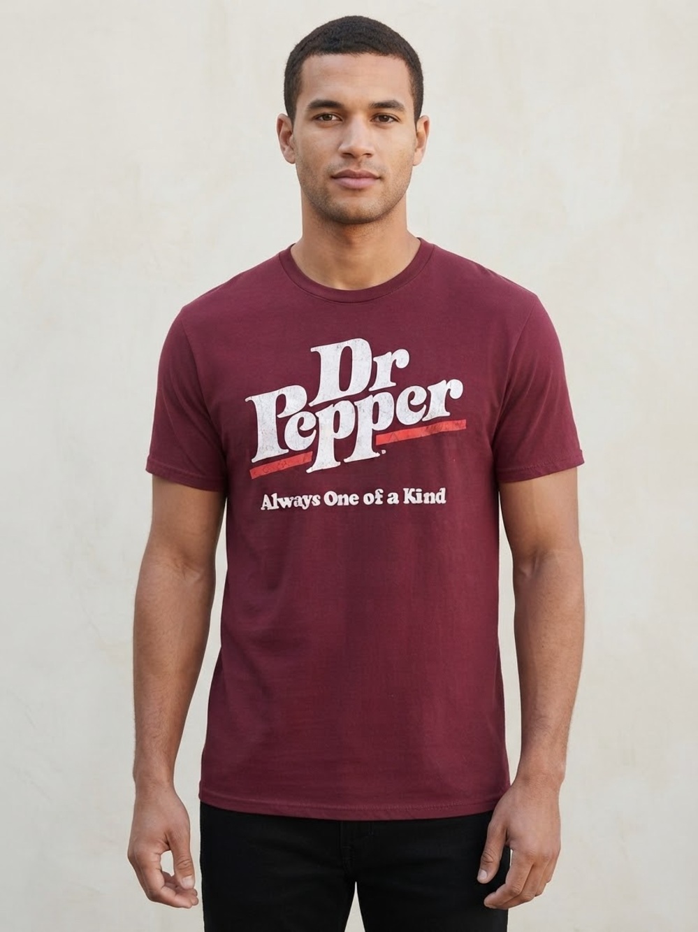 DR PEPPER Retro Graphic Tee Always One of a Kind M 19.5” p2p Maroon EUC